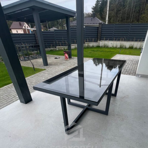 Стол лофт со стеклянной столешницей 19